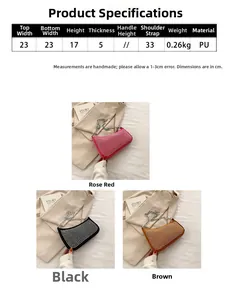 Size specifications and multi-color options of the studded chain crossbody bag