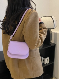 Fashion lavender leather crossbody flap bag with silver hardware for women spring style