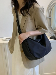 Sac à bandoulière minimaliste en tissu oxford noir à grande capacité avec sangle réglable