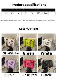 Tableau des tailles et dimensions pour le sac à chaîne matelassé multi-couleurs