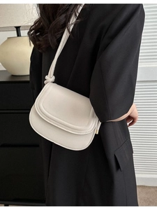 Vintage Women PU Leather Shoulder Bag Retro Small Saddle Crossbody Bag With Knot Strap Fashion Minimalist Underarm Purse