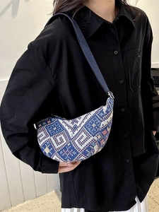 Sac bandoulière ethnique en toile avec motifs géométriques et sangle réglable
