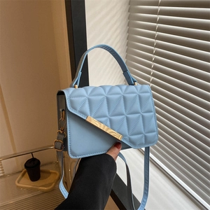 Moda Borsa a Spalla in Pelle PU Trapuntata a Rombi per Donna Elegante Borsa a Mano in Tinta Unita Con Finitura in Metallo Dorato