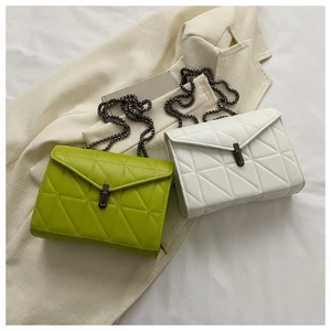 Détails des sacs matelassés à chaîne en vert et blanc avec fermoirs métalliques rétro