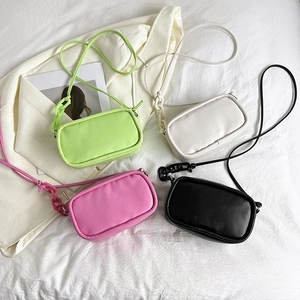 Minimalist crossbody square bags for women in black, white, pink, and green with chain