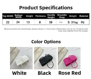 Detailed dimensions and color comparison of the minimalist PU leather shoulder bag