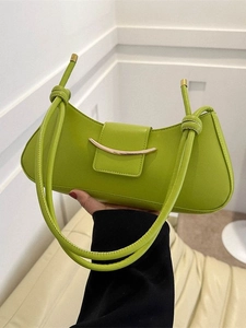 Women PU Leather Axillary Shoulder Bag With Gold Buckle Urban Simple Crossbody Handbag For Daily Commuting Office Fashion