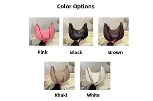 Five assorted colors of crescent armpit bags with crocodile pattern and matte texture