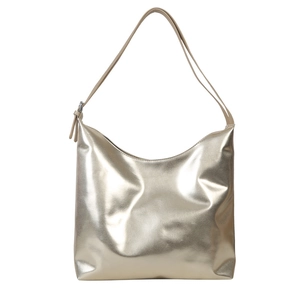 Minimalist metallic gold tote bag with large capacity and glossy finish for women