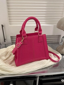 Women Fashion Crocodile Pattern PU Leather Small Square Bag Simple Minimalist Shoulder Crossbody Handbag For Daily Work
