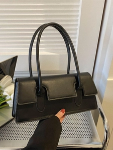 Trendy Korean Style Underarm Bag For Women Fashion PU Leather Shoulder Bag Casual Flip Square Tote Bag Minimalism Handbag