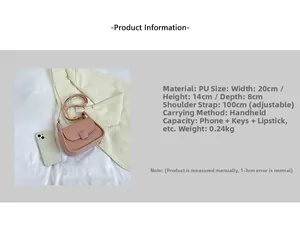 Détails du sac bandoulière rose en cuir PU avec dimensions et bandoulière réglable