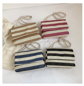 Detailed comparison of four colorful striped woven tote bags in rustic crochet style