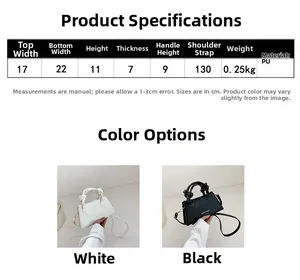 Tableau des tailles détaillé pour sac à main en PU avec dimensions et options de couleurs