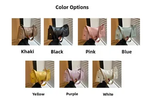 Set of minimalist PU leather shoulder bags displayed in seven vibrant candy colors