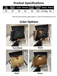Detailed size chart and dimensions for the faux crocodile pattern tote bag set