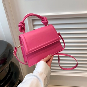 Sac à Épaule Femmes Cuir PU Poignée Nouée Sac Bandoulière Petit Carré Urbain Minimaliste Couleur Unie Sac à Main