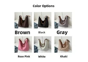 Collection of large oxford tote bags in brown, black, grey, pink, white and khaki colors