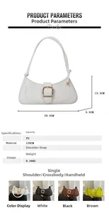 Détails du sac baguette blanc aspect crocodile avec dimensions et choix de couleurs