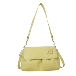 Sac à bandoulière plissé jaune clair pour femme avec rabat et bandoulière réglable