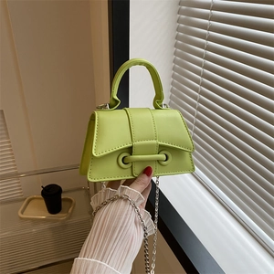 Fashion Women PU Leather Mini Hourglass Handbag Solid Color Shoulder Crossbody Bag With Metal Chain Strap Small Square Bag