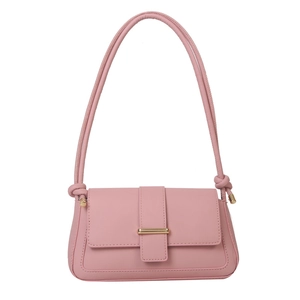 Sac à bandoulière rose poudré pour femme avec boucle dorée et bandoulière nouée