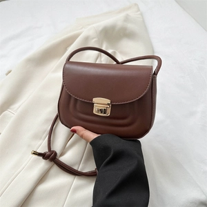 Women Stylish PU Leather Small Square Shoulder Bag Korean Style Solid Color Crossbody Bag With Metal Lock For Daily Use
