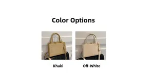 Detail of straw woven tote bag in khaki and cream-white colors with adjustable strap