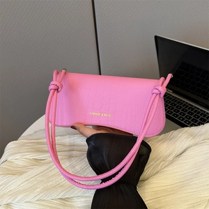 Women Crocodile Embossed PU Leather Underarm Bag Fashion Knotted Strap Shoulder Bag Urban Minimalist Commuter Handbag