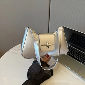 Sac à Épaule sous le Bras en Cuir PU pour Femmes Style Minimaliste Urbain Couleur Unie Sac Baguette Avec Boucle Étoile Quotidien