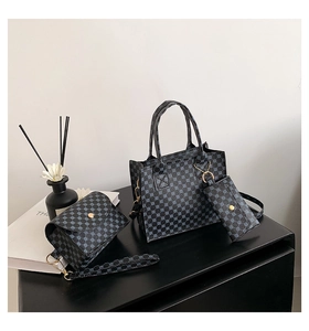 Ensemble de sacs pour femmes 3 pièces avec motifs géométriques et boucles dorées