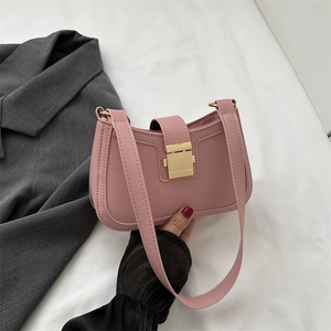 Sac Sous le Bras en Cuir PU Rétro pour Femmes Sac à Épaule Carré Minimaliste à la Mode Avec Boucle Métallique Couleur Unie