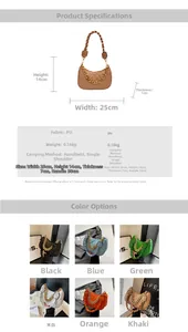 Dettagli della borsa hobo trapuntata in PU leggero con varie opzioni di colore disponibili