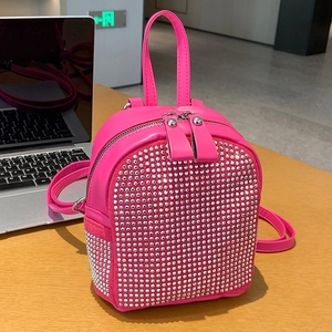 Zaino da Donna Mini con Strass in Pelle PU Moda Borsa a Tracolla Lucida Borsa Casual Bling Full Diamond Piccolo Zaino per Festa Quotidiana