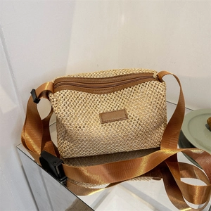 Nouveau Sac à Bandoulière en Paille Tissée pour Femmes Grande Capacité Sac à Bandoulière Décontracté Chic Sac à Main de Plage
