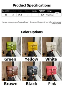 Detailed size specifications for the vintage PU leather shoulder bag with color options