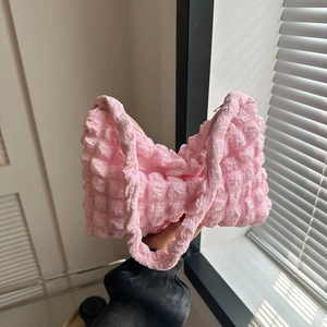 Sac à Épaule en Nylon pour Femmes Texture Popcorn Design Plissé Bulle Sac Fourre-tout Grande Capacité Sac sous le Bras Mode