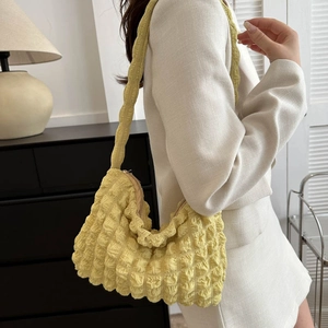 Sac fourre-tout à bulles jaune vif pour femmes, sac à bandoulière de grande capacité