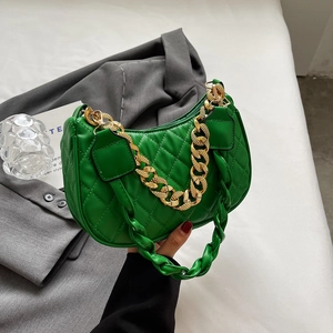 Borsa Sottobraccio Trapuntata a Rombi da Donna in Pelle PU Borsa a Tracolla Con Catena Dorata Cinturino Intrecciato Decorativo Borsa Hobo