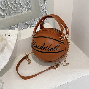 Damen Umhängetasche in Basketballform Neuheit PU-Leder Kette Handtasche Einzigartige Runde Geldbörse Mode Sportlicher Stil Tasche