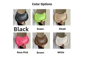 Minimalist crescent shoulder bags available in black, green, khaki, pink, brown and white