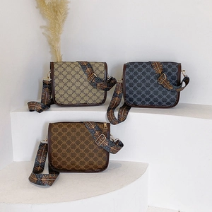 Sacs bandoulière rétro en toile avec larges sangles à motifs et imprimés géométriques