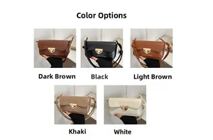 Detailed color selection showing five shades of minimalist leather crossbody flap bags