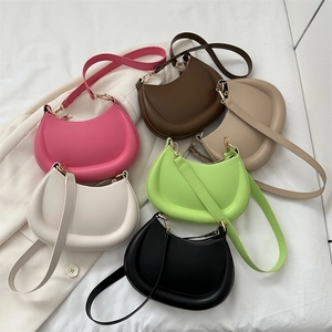 Minimalist hobo crescent bags set in six colors with adjustable straps and gold hardware