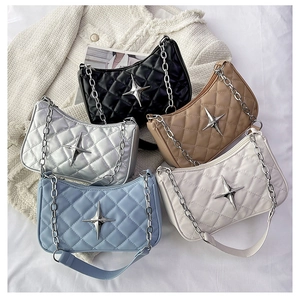 Quilted crossbody bags in multiple colors featuring metal star icons and chain straps
