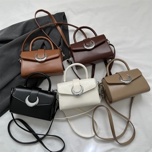 Minimalist square crossbody handbag with horseshoe buckle in multiple retro colors