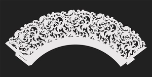 Laser cut white cupcake wrapper with elegant lace baroque floral pattern for muffin decoration