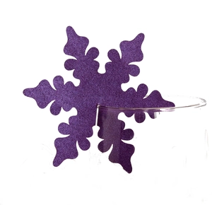 Purple glitter snowflake place card for wine glasses at wedding and Christmas parties