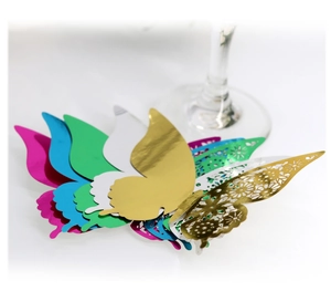 Close-up of laser-cut 3D hollow butterflies for wedding and party decorations