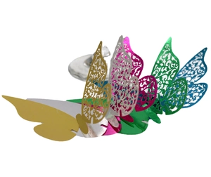 3D laser-cut hollow butterfly wall stickers with metallic finish for party decoration